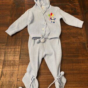 Vintage Hopscotch Baby Boy Blue Sweater Outfit ~ 6 Months ~ Bear / Balloons